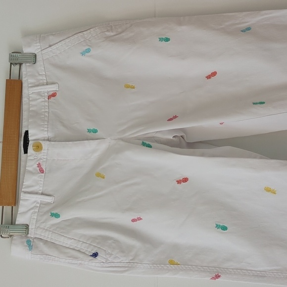 Talbots Relaxed fit Pineapple print beachy white pants - Picture 7 of 10